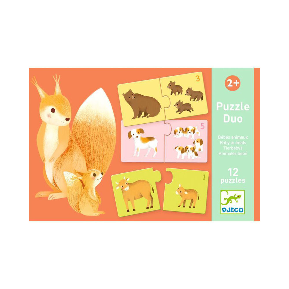 24pc Djeco Duo Baby Animals Puzzle Kids Educational Game 2y+