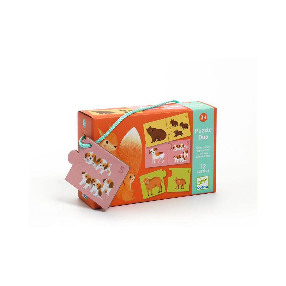 24pc Djeco Duo Baby Animals Puzzle Kids Educational Game 2y+