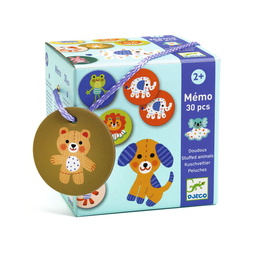 30pc Djeco Stuffed Animal Memory Game Kids Educational Play 2y+