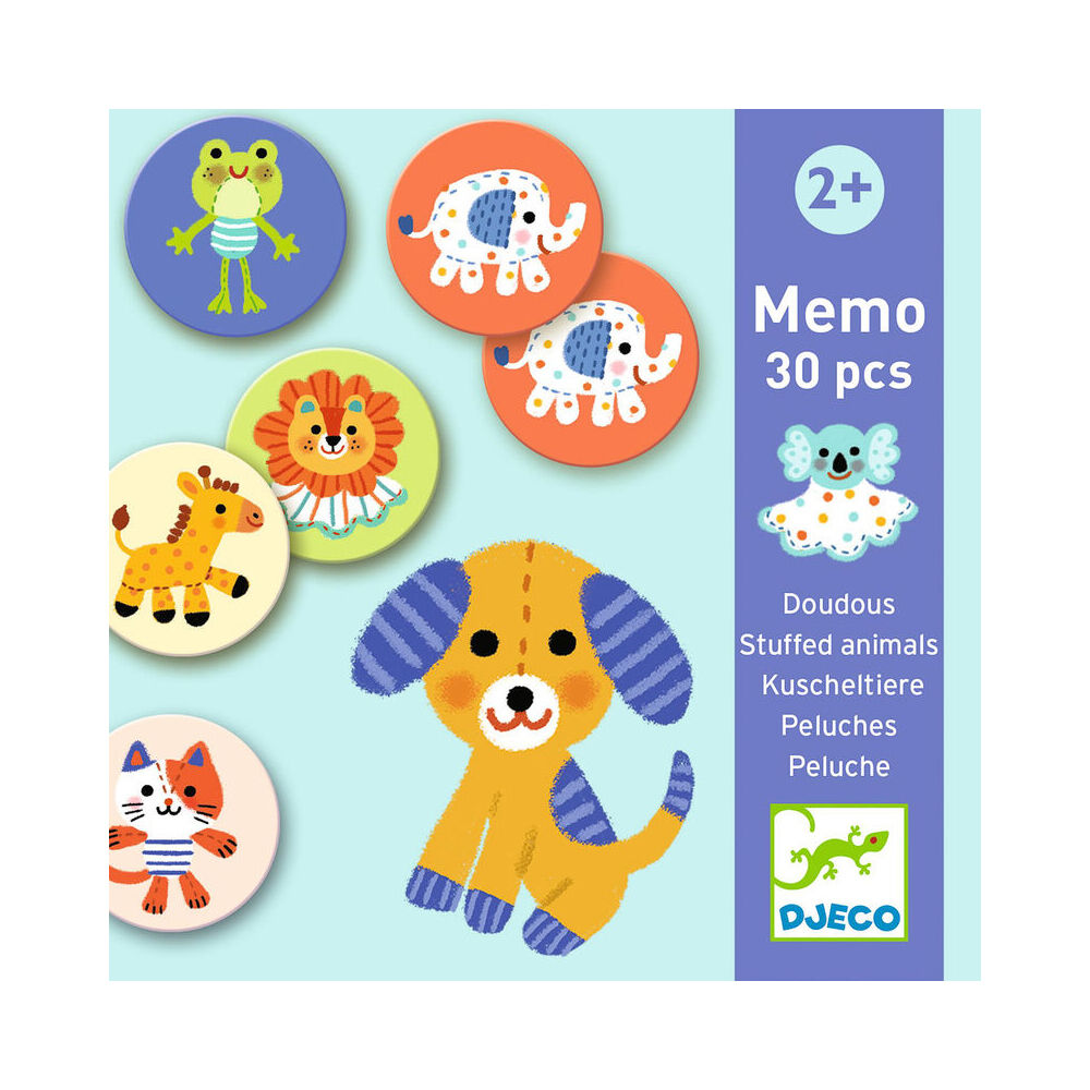 30pc Djeco Stuffed Animal Memory Game Kids Educational Play 2y+