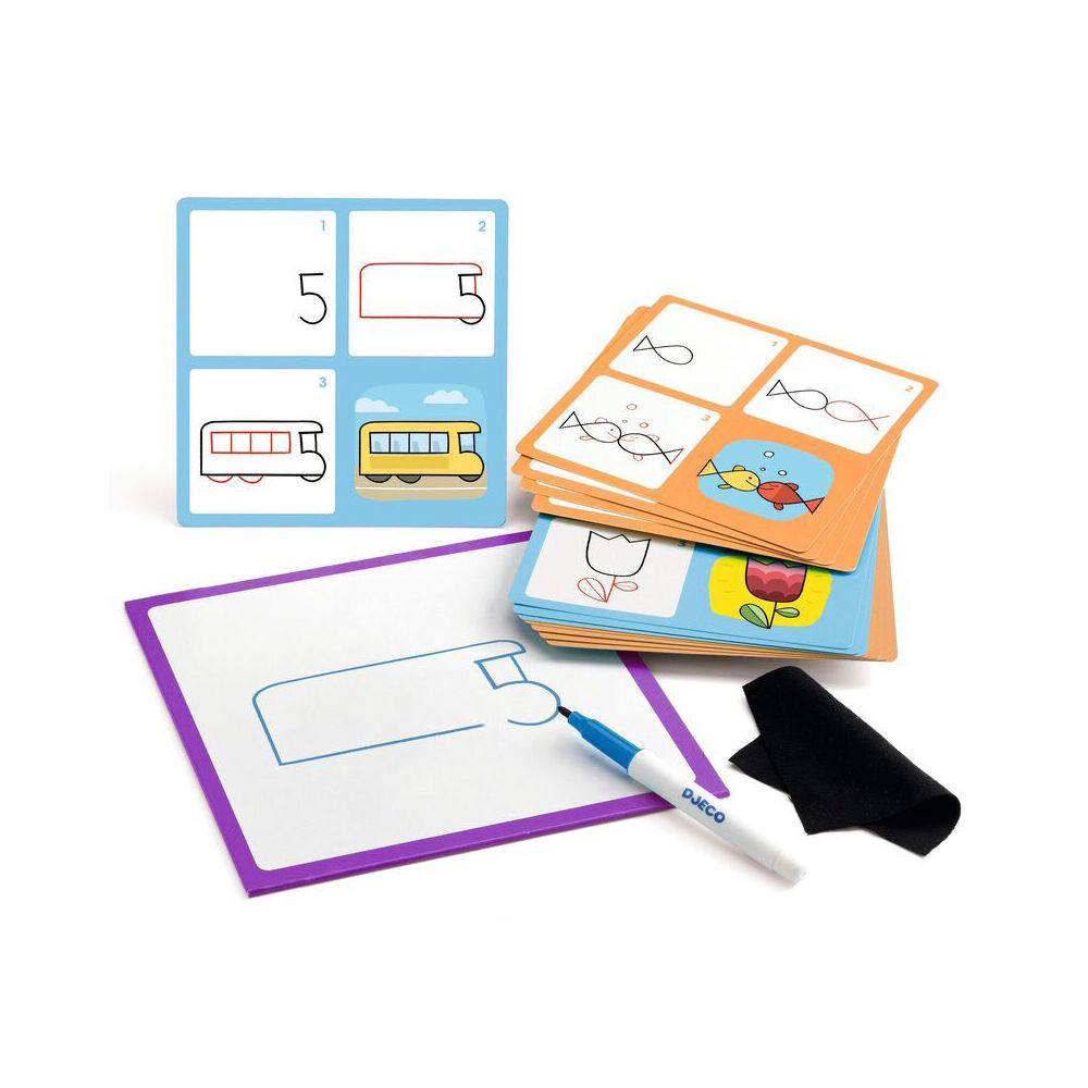 Djeco Step by Step Learn to Draw Basic w/ White Board 4y+