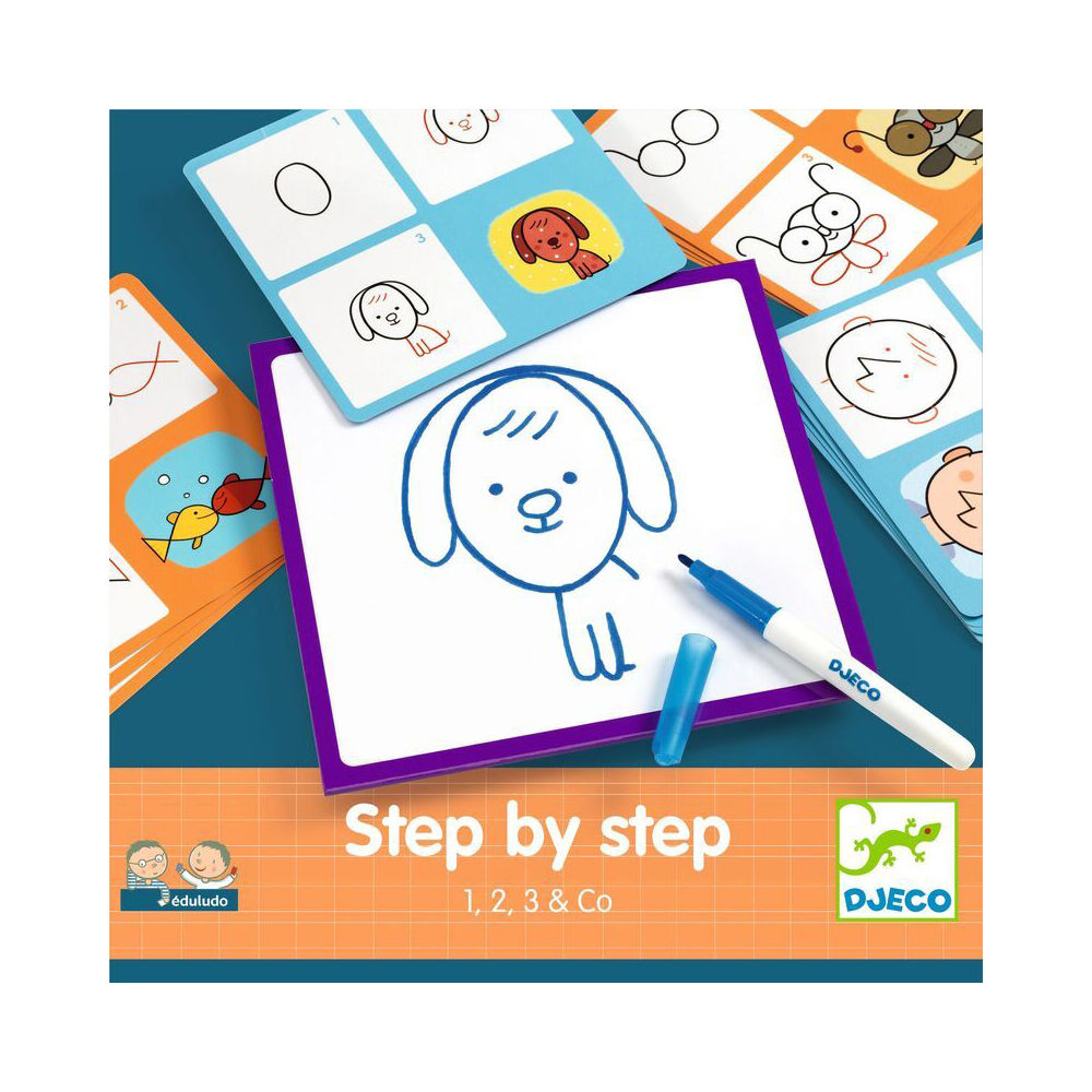 Djeco Step by Step Learn to Draw Basic w/ White Board 4y+