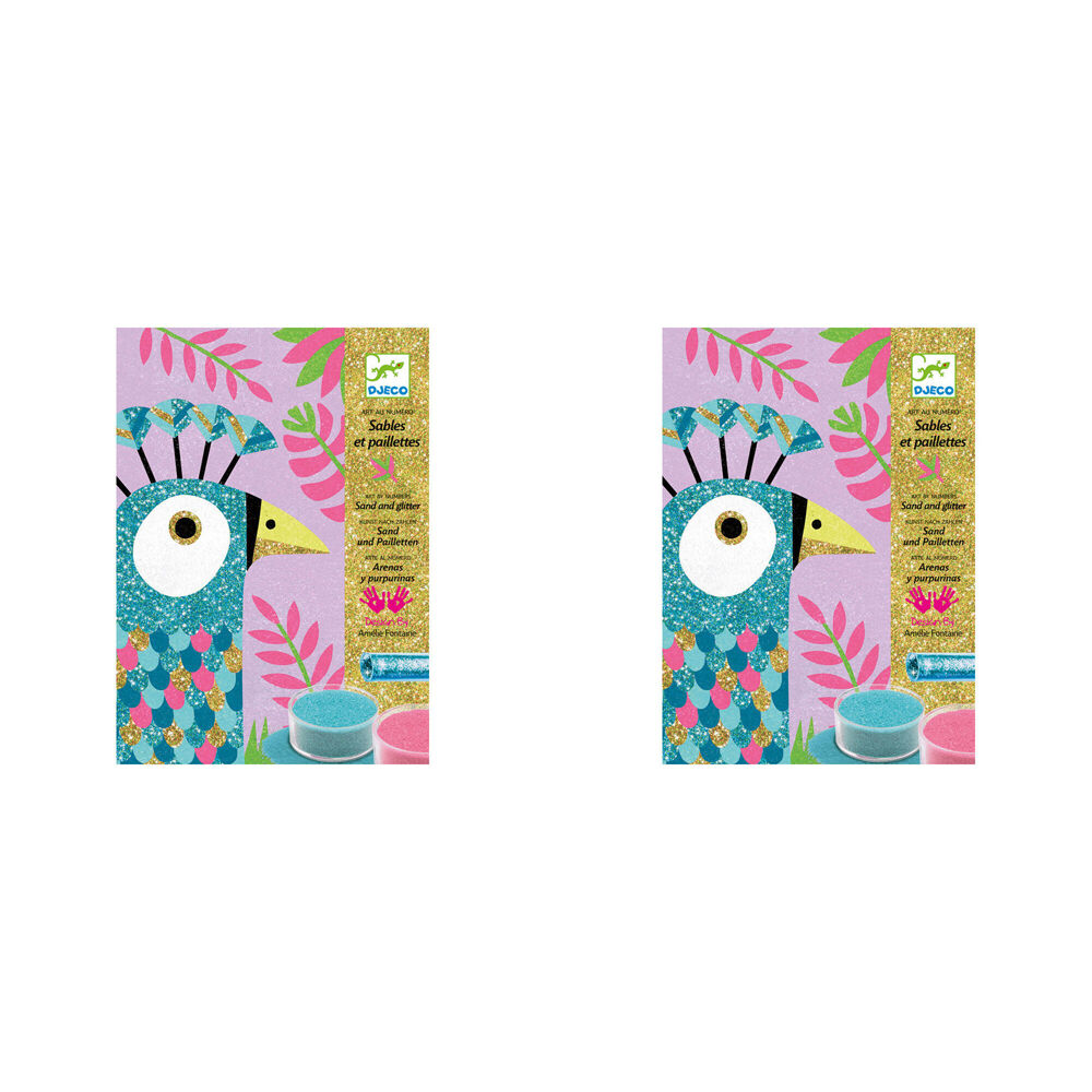 2PK Djeco Dazzling Birds Coloured Sand Kids Activity Kit 6y+