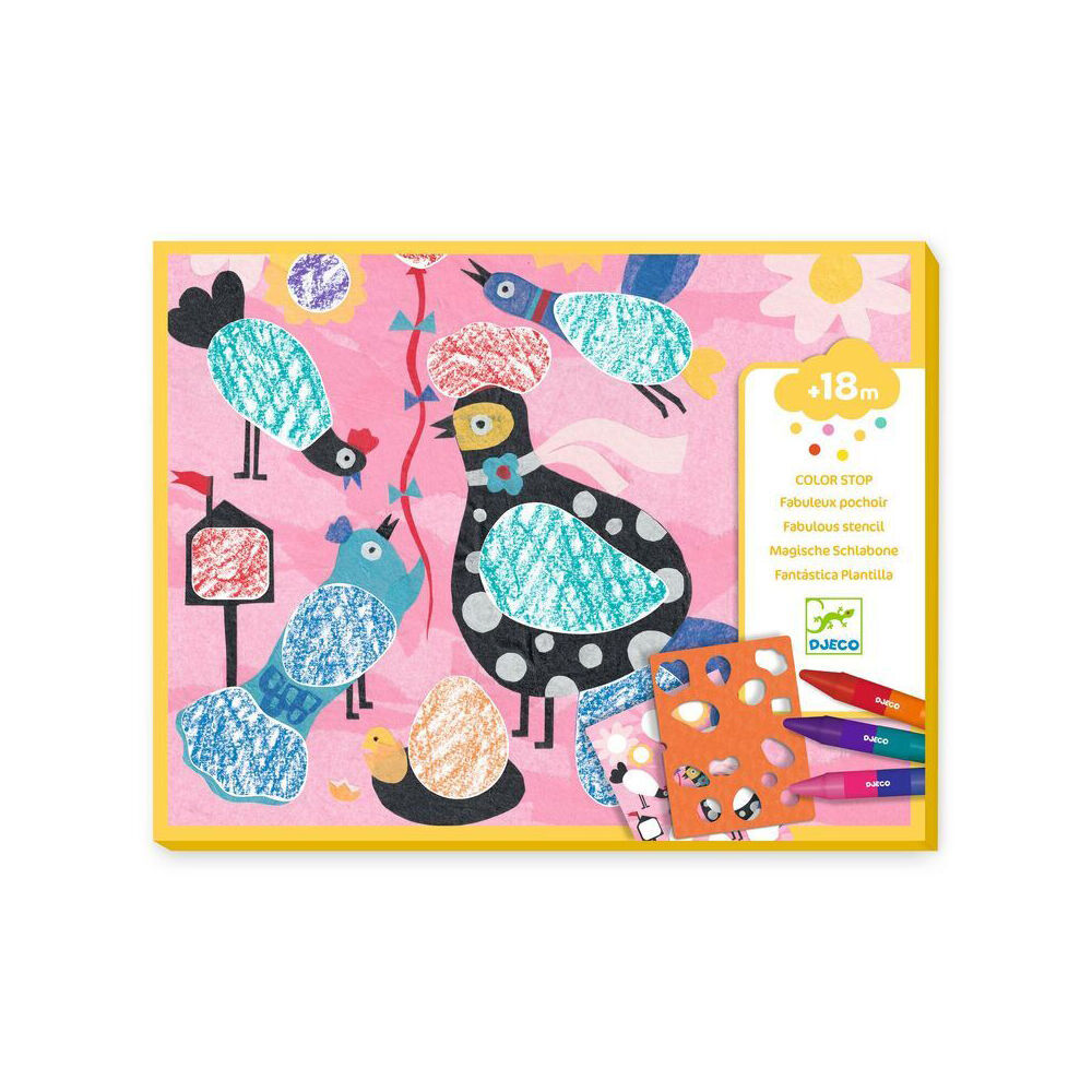 2PK Djeco Birdie & Co Colouring Art Activity Set Kids 18m+