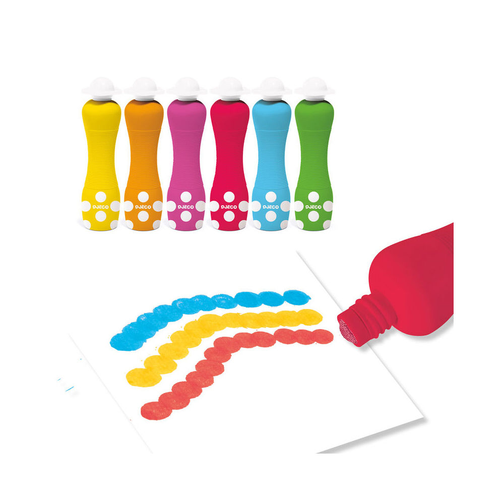 6pc Djeco Kids Colouring Foam Marker Art Drawing 18m+