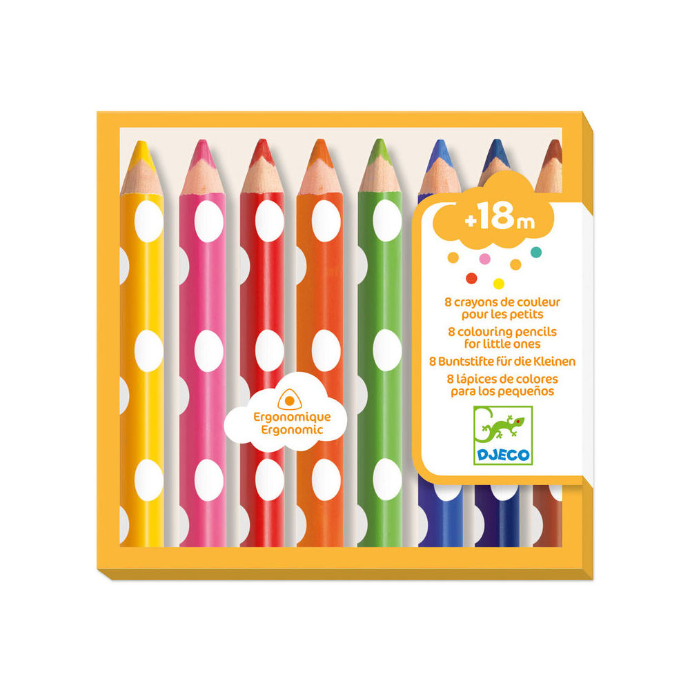 8pc Djeco Little Ones Coloured Pencil Kids Art Drawing 18m+