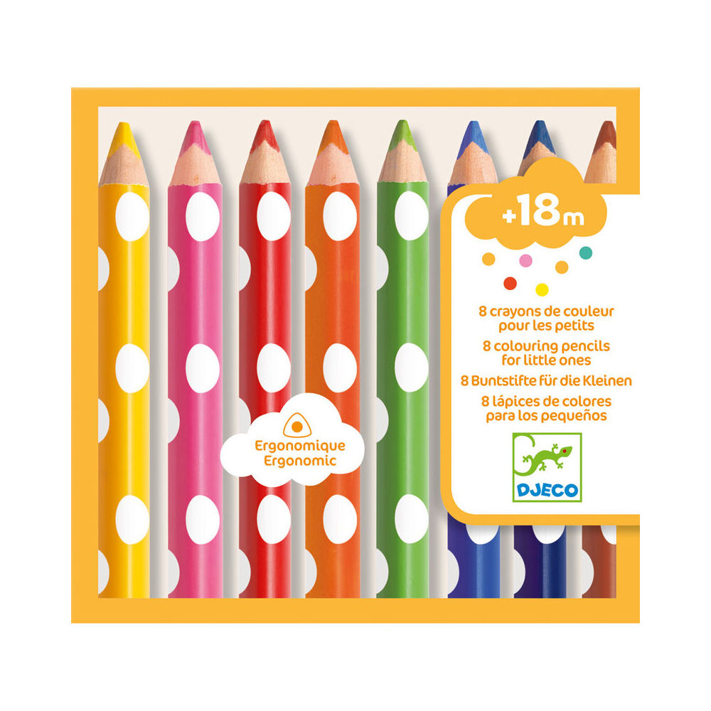 8pc Djeco Little Ones Coloured Pencil Kids Art Drawing 18m+