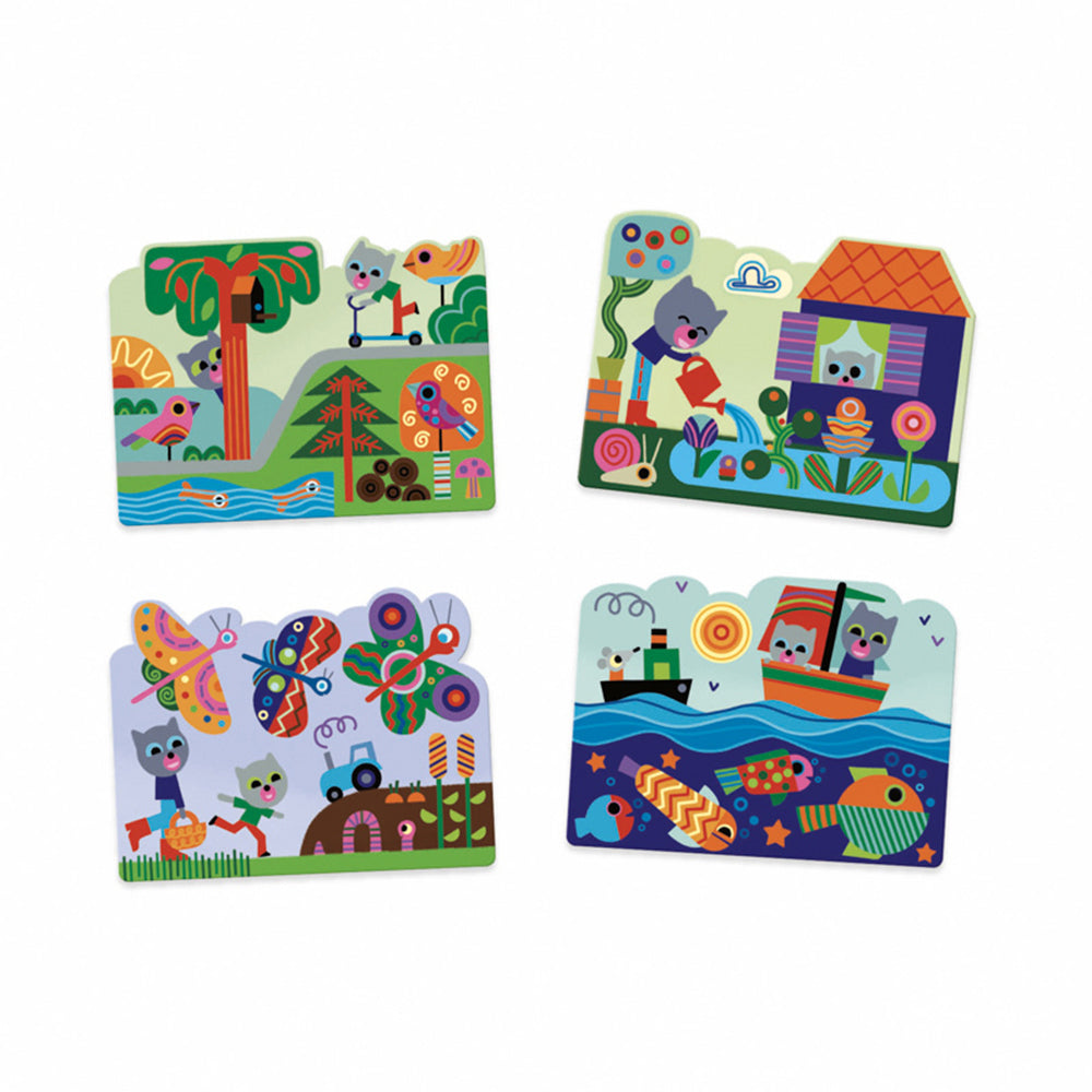 2PK Djeco Hidden in the Garden Water Colouring Kids Art Book 18m+