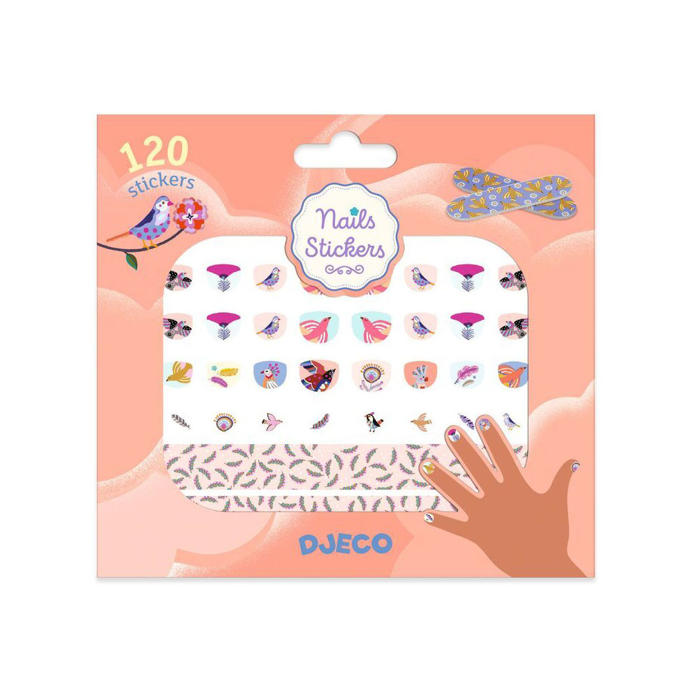 360pc Djeco Feather Nail Stickers Adhesive Manicure Art 4y+