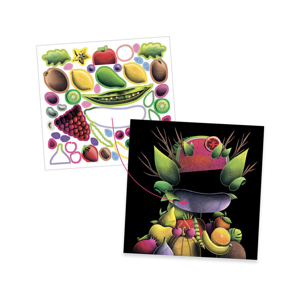 2PK Djeco Inspired By Spring Vegetables Giuseppe Arcimboldo Stickers Set 5y+