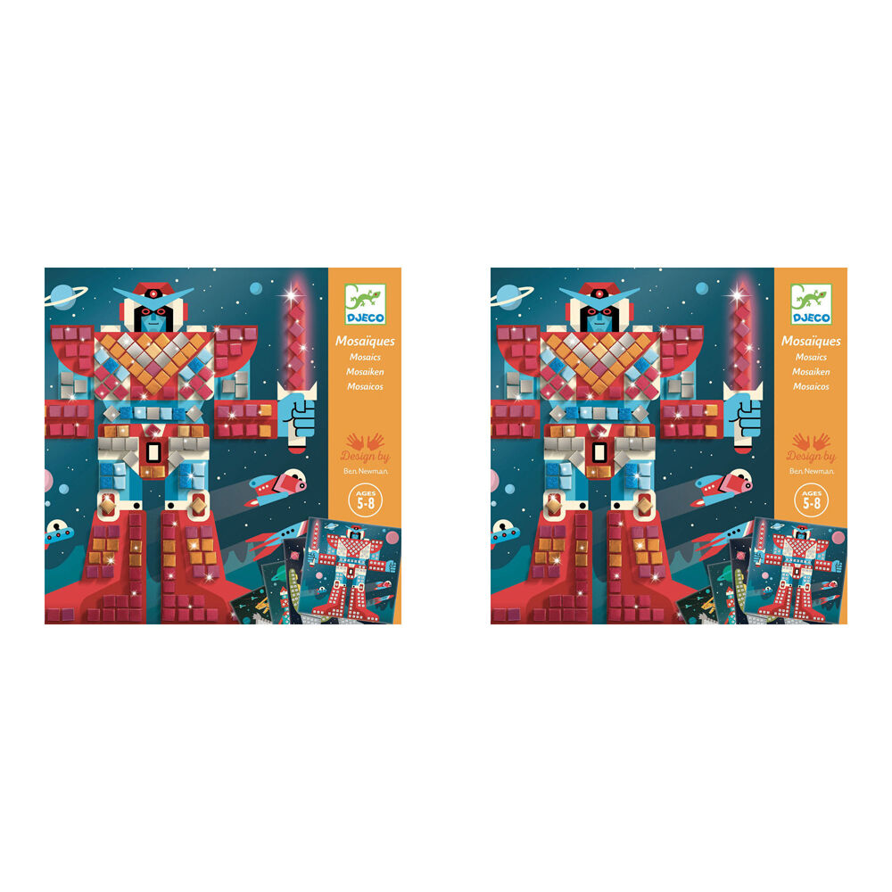2PK Djeco Space Battle Mosaic Kids DIY Creative Craft Kit 5y+