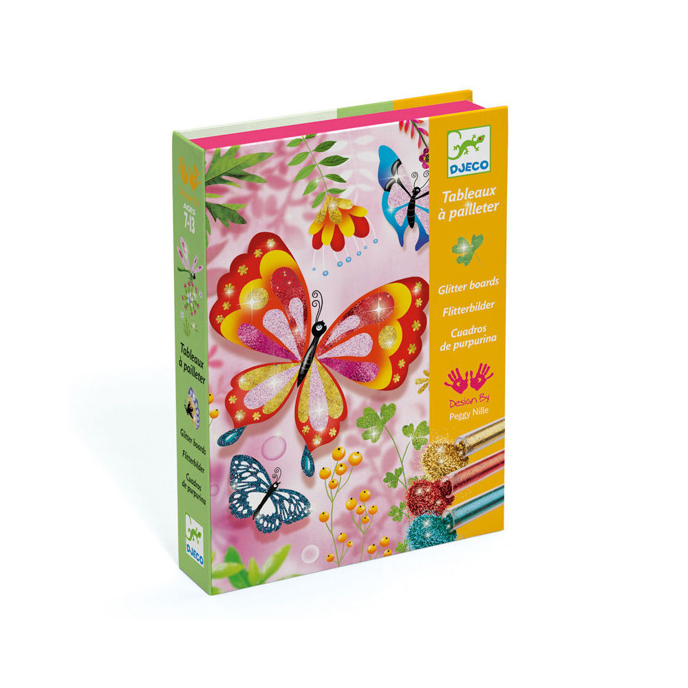 12pc Djeco Butterflies Glitter Boards DIY Art Kit Kids 8y+