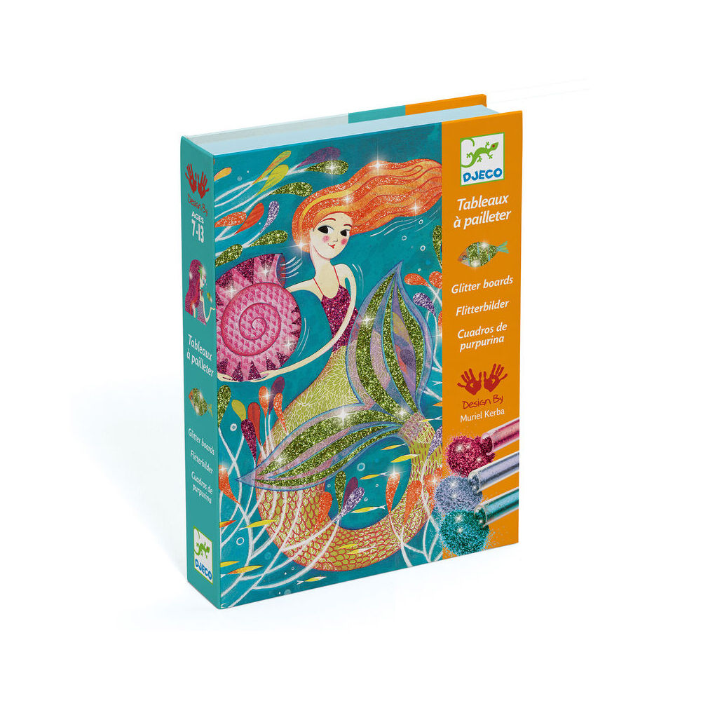 12pc Djeco Mermaids Glitter Boards DIY Art Kit Kids 7y+