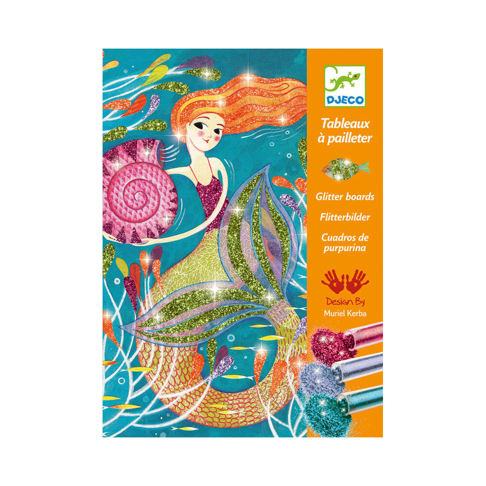 12pc Djeco Mermaids Glitter Boards DIY Art Kit Kids 7y+