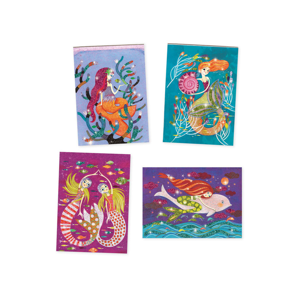 12pc Djeco Mermaids Glitter Boards DIY Art Kit Kids 7y+