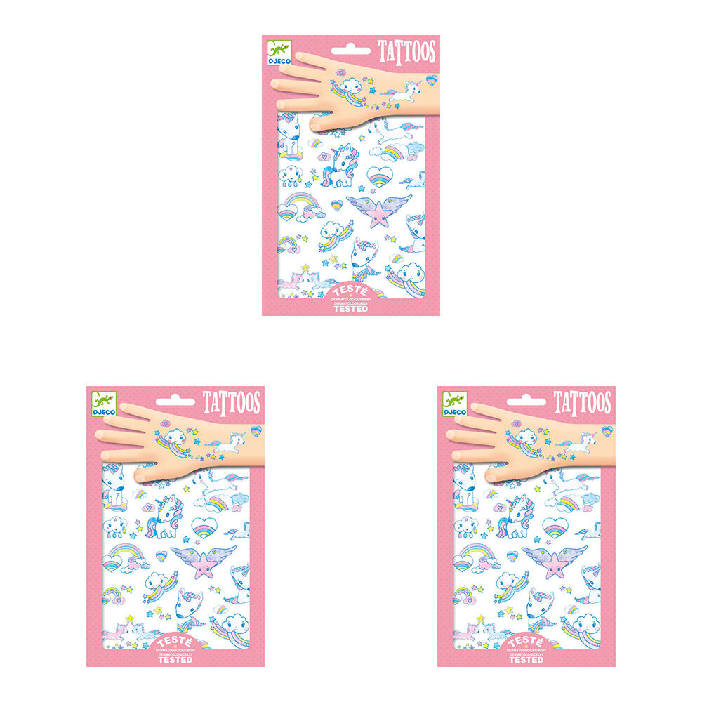 150pc Djeco Unicorns Temporary/Fake Tattoos Kids 3y+