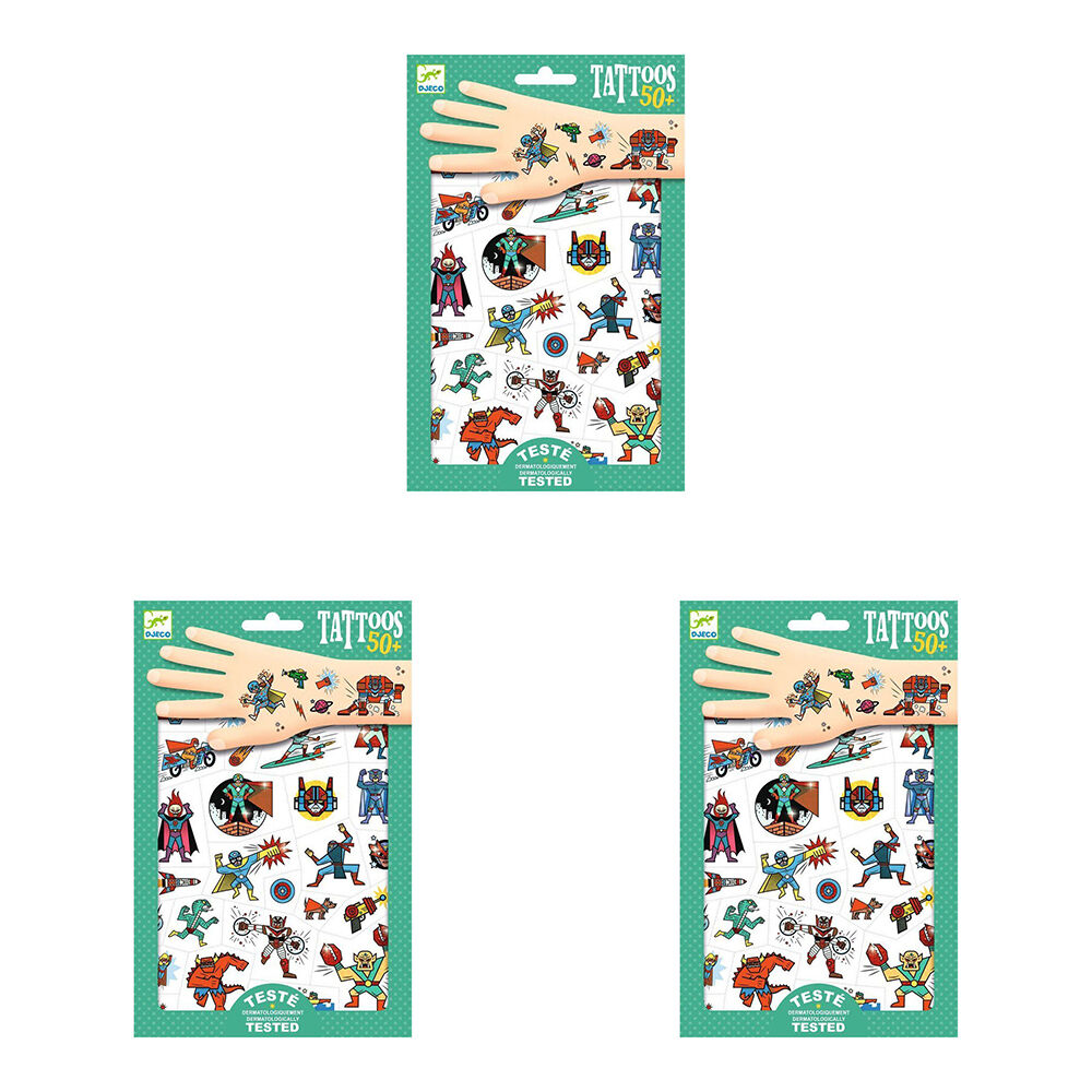 150pc Djeco Heroes vs Villains Temporary/Fake Tattoos Kids 3y+