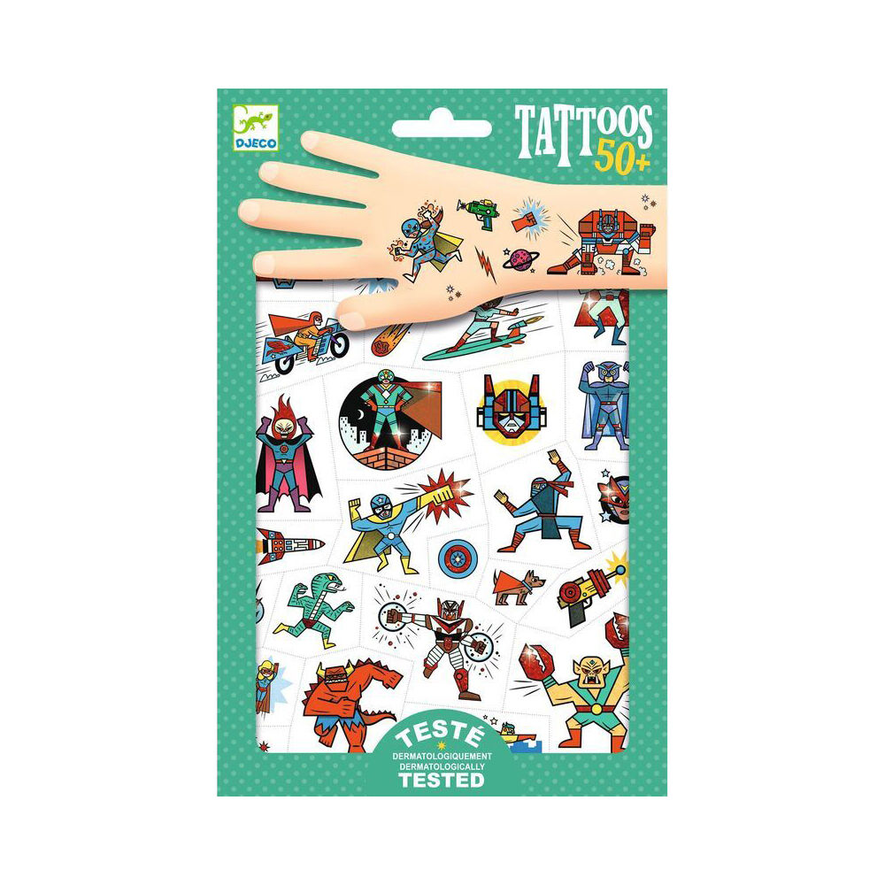 150pc Djeco Heroes vs Villains Temporary/Fake Tattoos Kids 3y+