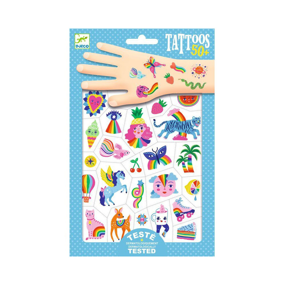 150pc Djeco Rainbow Temporary/Fake Tattoos Kids 3y+