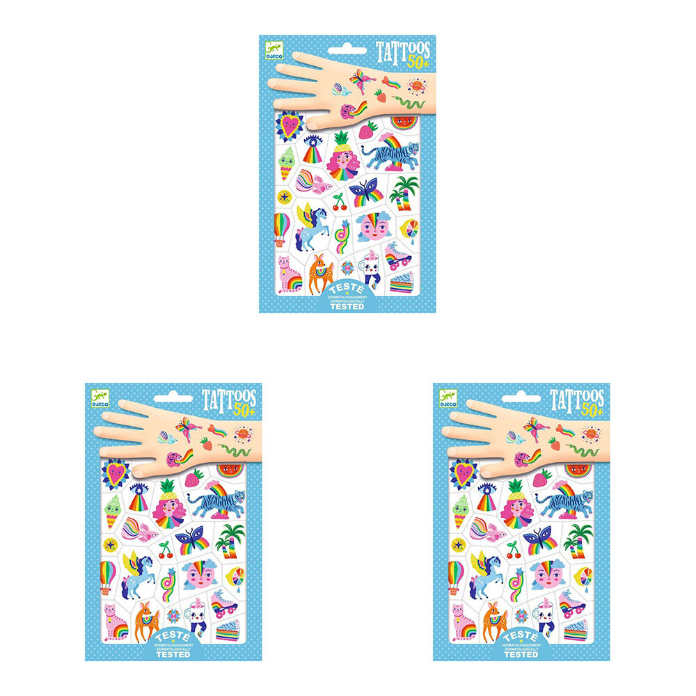 150pc Djeco Rainbow Temporary/Fake Tattoos Kids 3y+