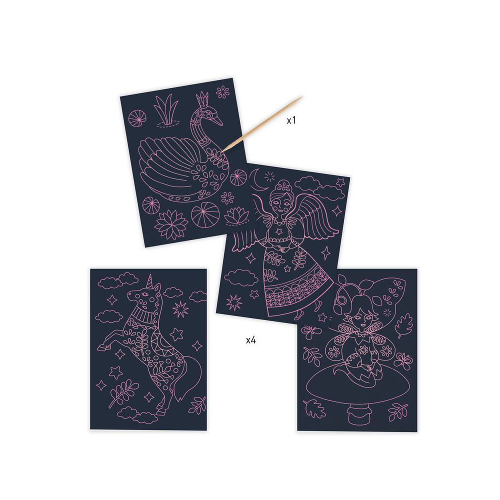 8pc Djeco Wonderful World Scratch Cards w/ Stylus Activity Kit 6y+
