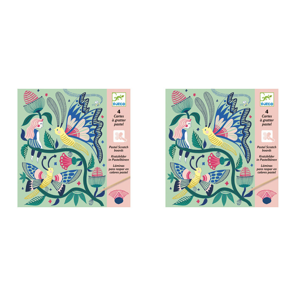 8pc Djeco Fantasy Garden Scratch Cards w/ Stylus Activity Kit 6y+
