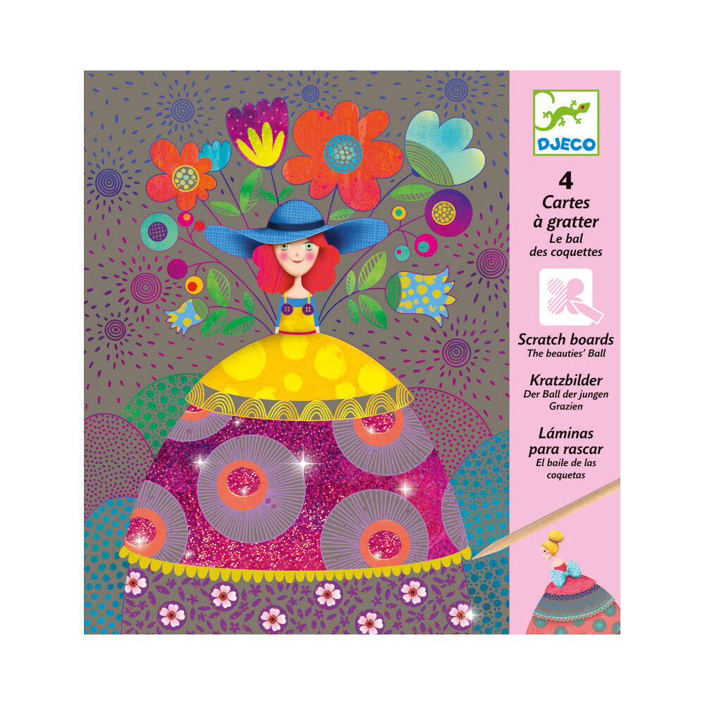 16pc Djeco The Beauties' Ball Scratch Cards w/ Stylus Activity Kit 6y+