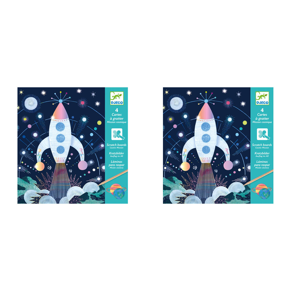 8pc Djeco Cosmic Mission Scratch Cards w/ Stylus Activity Kit 6y+