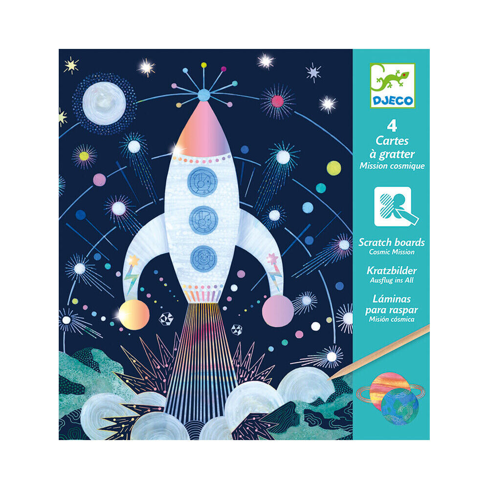 8pc Djeco Cosmic Mission Scratch Cards w/ Stylus Activity Kit 6y+