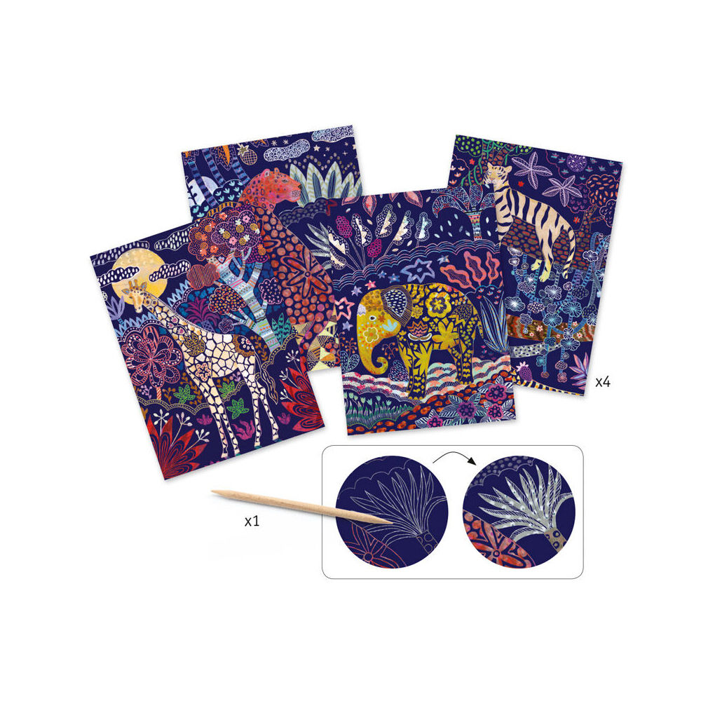 8pc Djeco Lush Nature Scratch Cards w/ Stylus Activity Kit 6y+