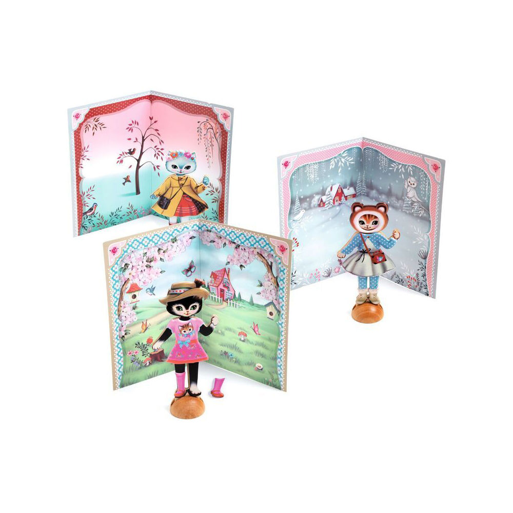 9pc Djeco Little Wardrobe Paper Doll Dress Up Collage Set Kids 3y+