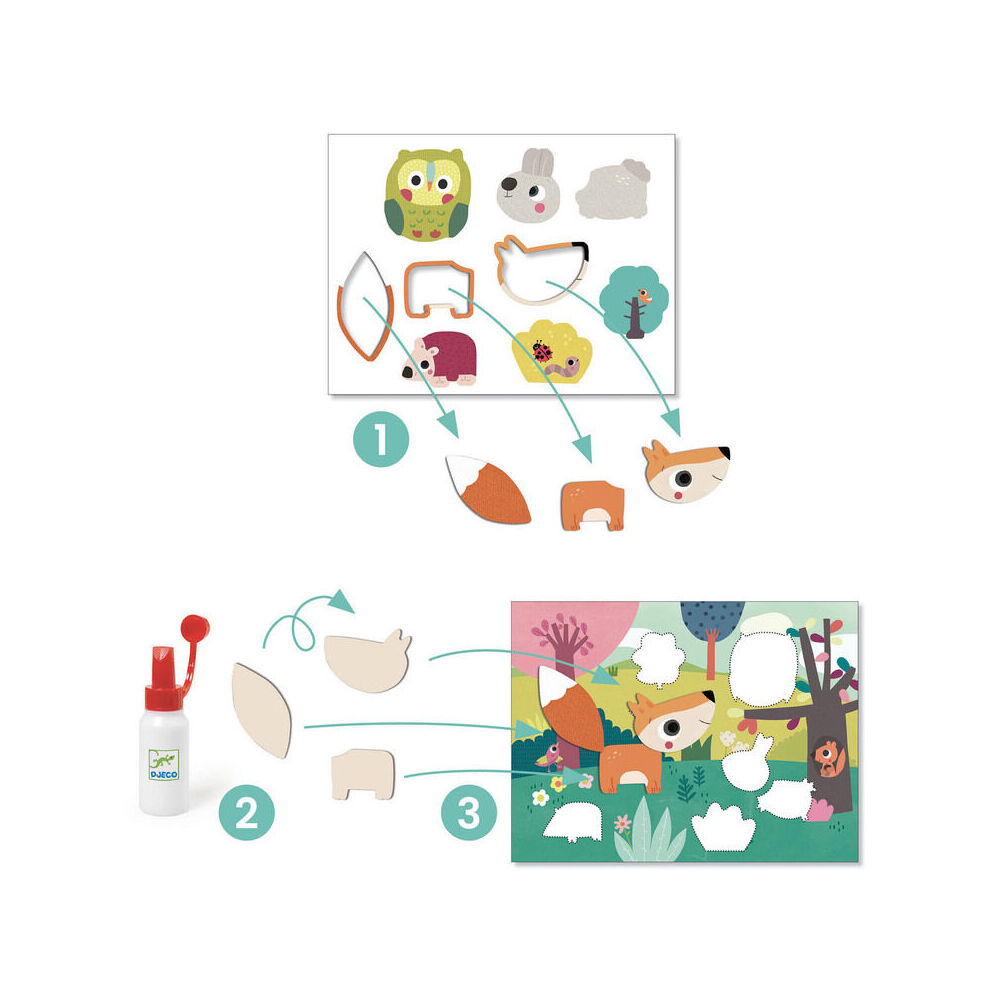 Djeco My First Collage Pre-Cut Cardboard DIY Kit Kids Toy 18m+
