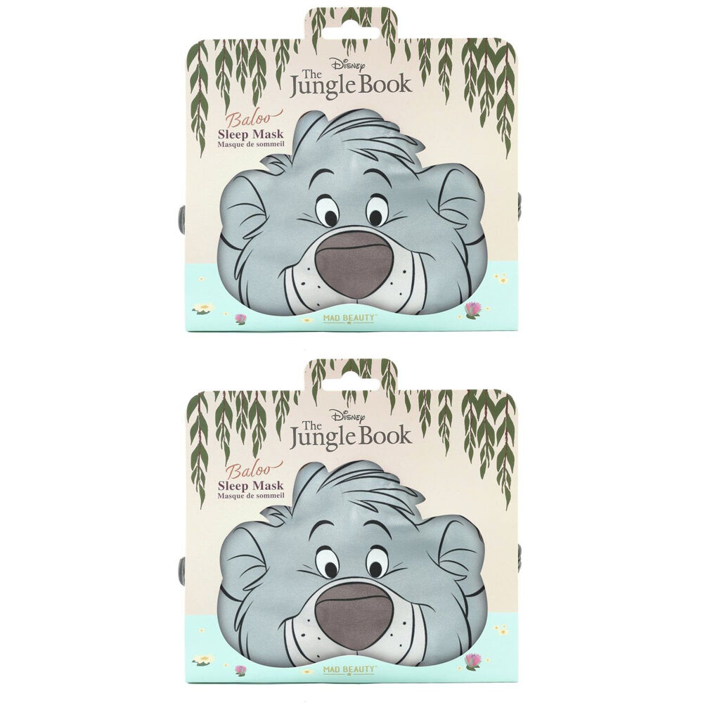 2PK Disney The Jungle Book Baloo Elasticated Bedtime Sleep Face Mask Grey