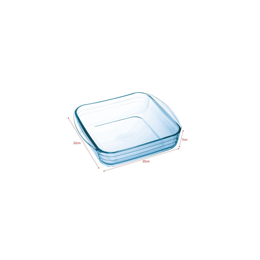 O Cuisine 25cm/2.5L Square Glass Roaster Dish Oven Cookware - Clear