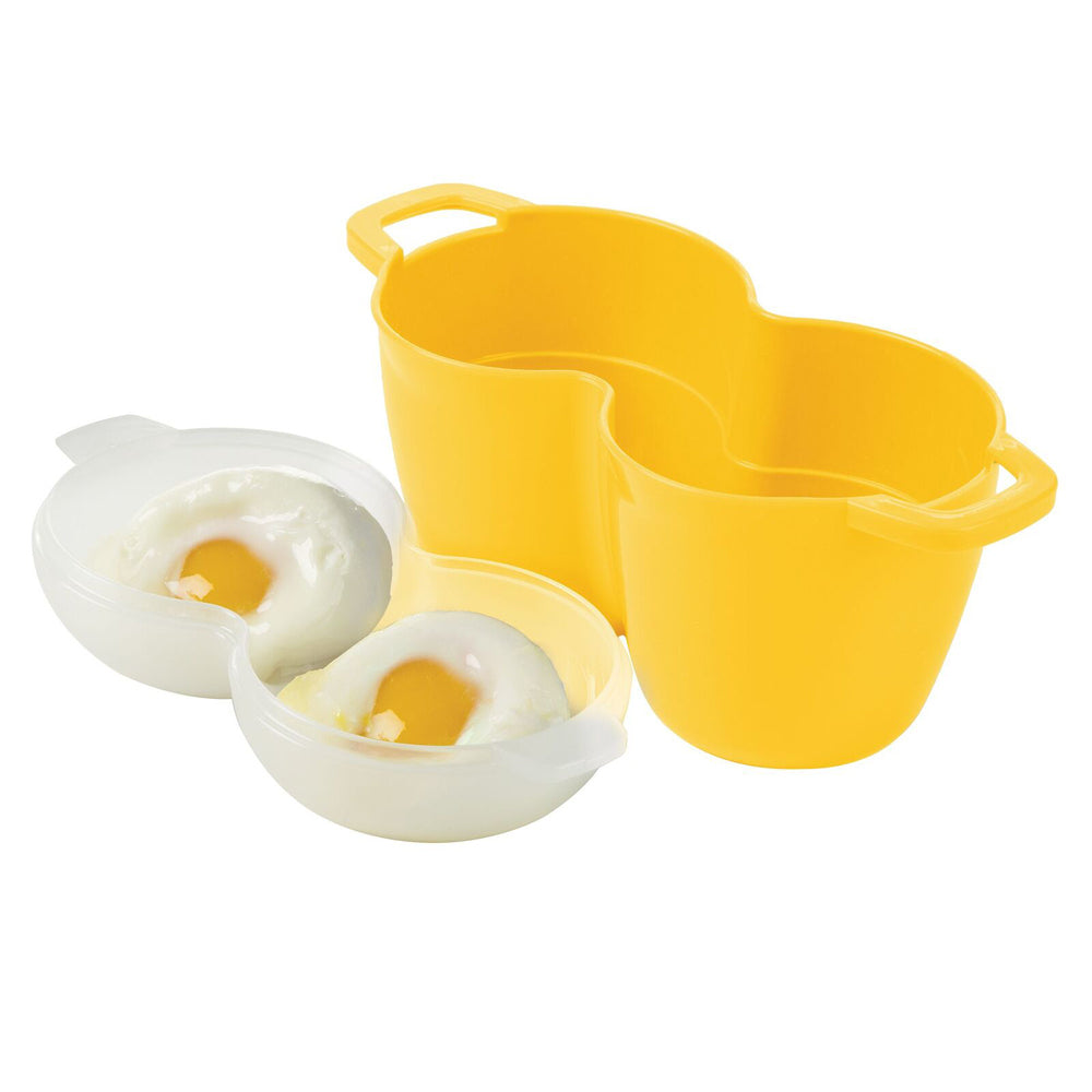 2PK Progressive Prep Solutions Microwave Poach Perfect 2-Egg Cooker - Yellow