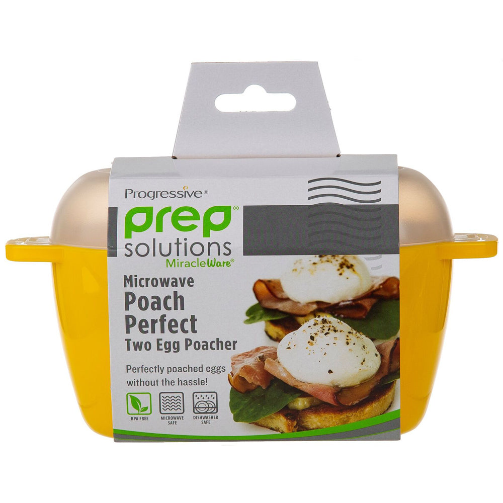 2PK Progressive Prep Solutions Microwave Poach Perfect 2-Egg Cooker - Yellow