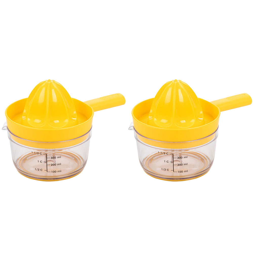 2x Progressive Countertop Twist & Juice 300ml Manual Juicer - Yellow