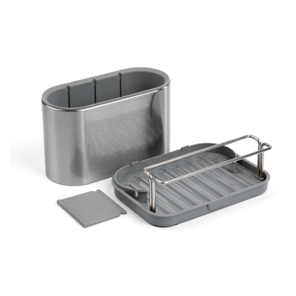2PK Progressive Stainless Steel Adjustable Sink Caddy Kitchen Organiser Non-Slip