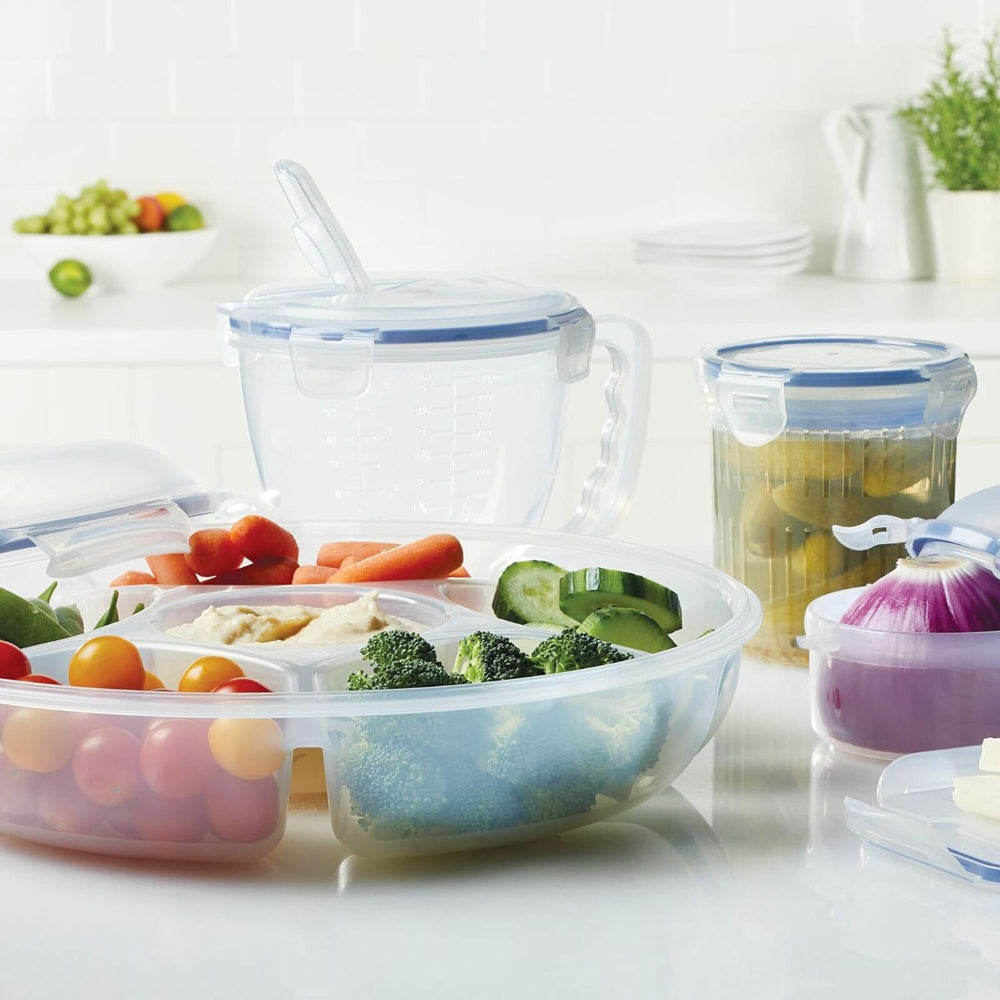 LocknLock Chip n Dip Container 2.3L/32cm Round Divider - Clear