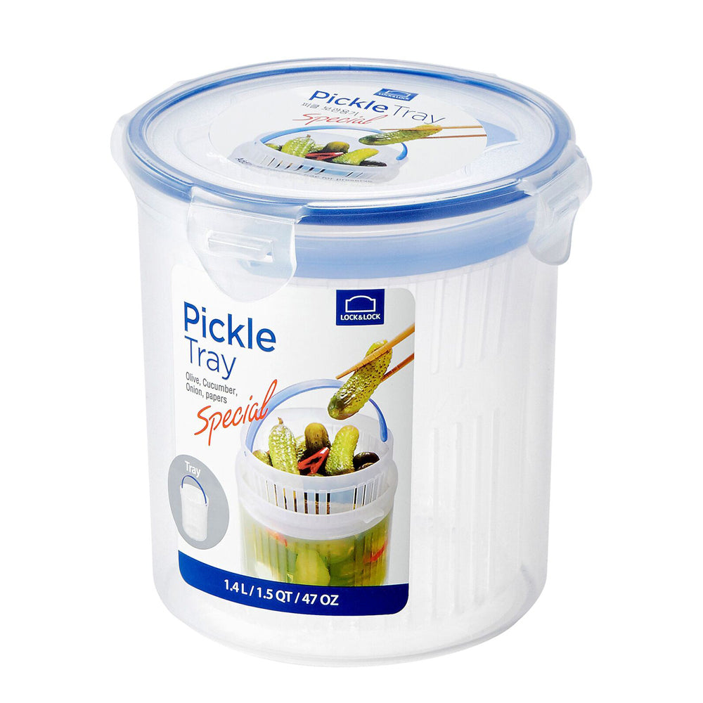 2PK LocknLock 1.4L Classic Round Food Container w/ Draining Basket - Clear
