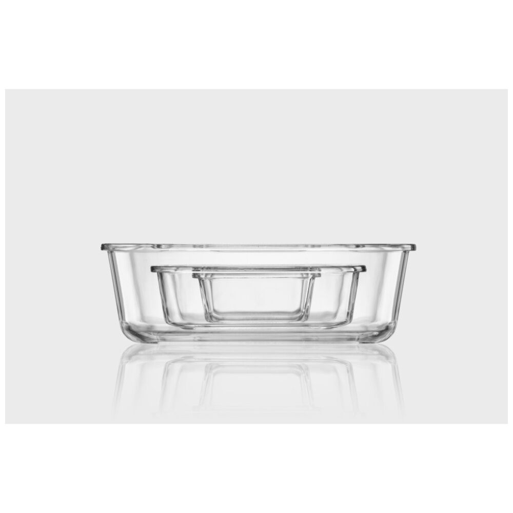 LocknLock Clear Glass Food Storage Container Microwave Safe 380ml White Lid