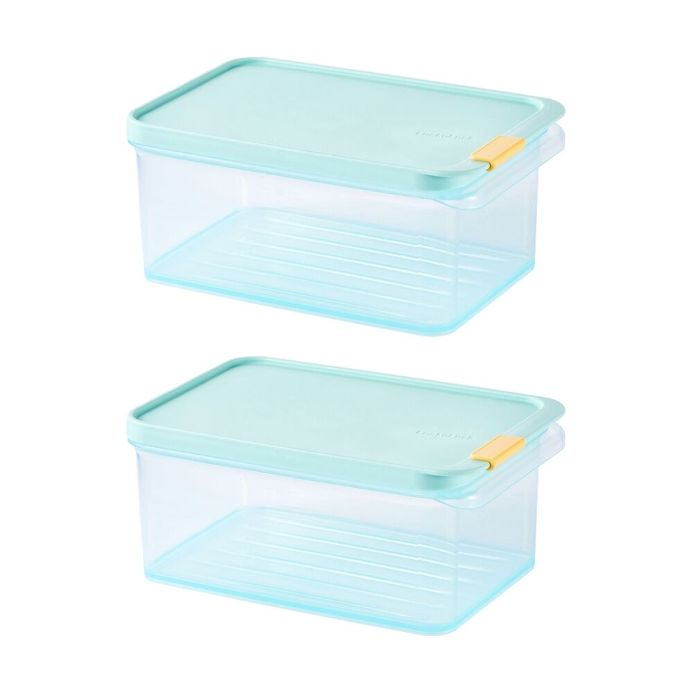 2PK LocknLock Freezer Fit Food Container Microwave Safe w/15ml Divider 1.65L Blue