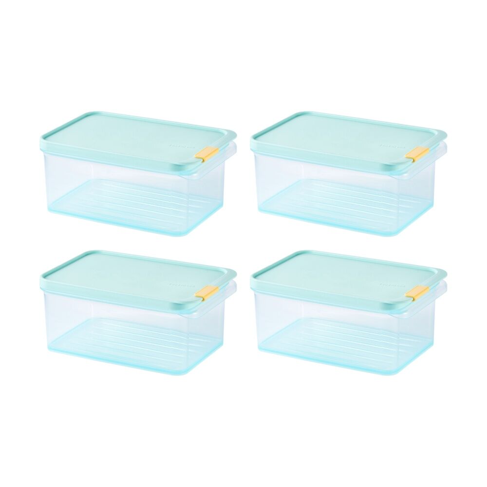 4PK LocknLock Freezer Fit Food Container Microwave Safe w/15ml Divider 1.65L Blue