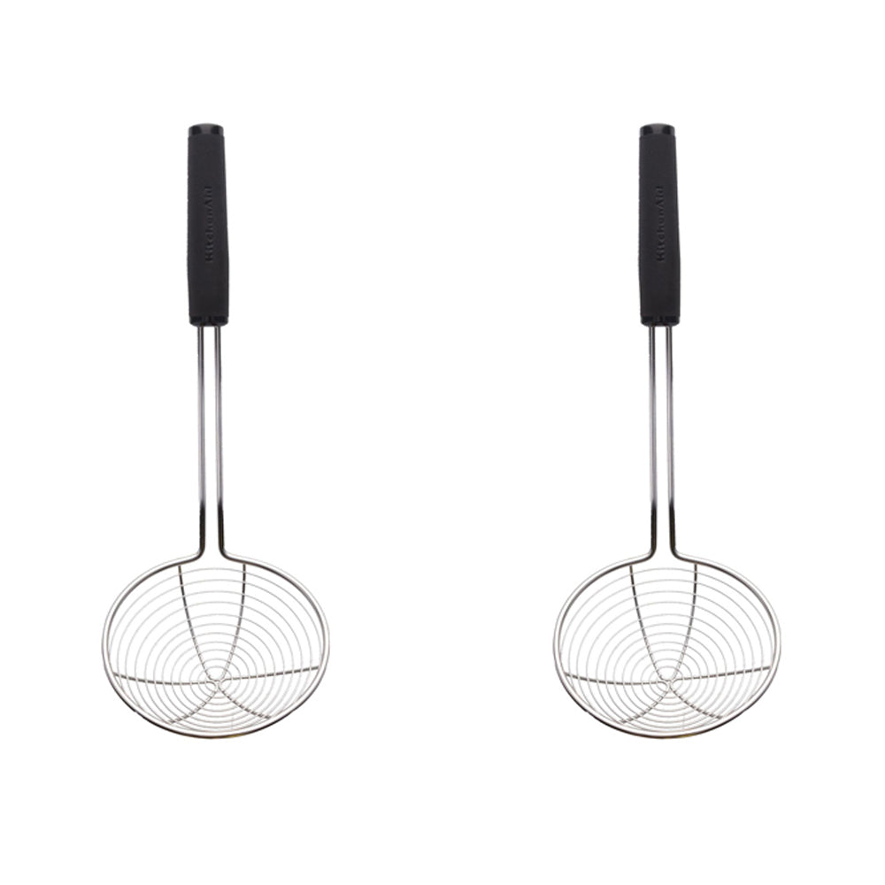 2PK KitchenAid Soft Touch Stainless STeel Wire Strainer 13cm - Black