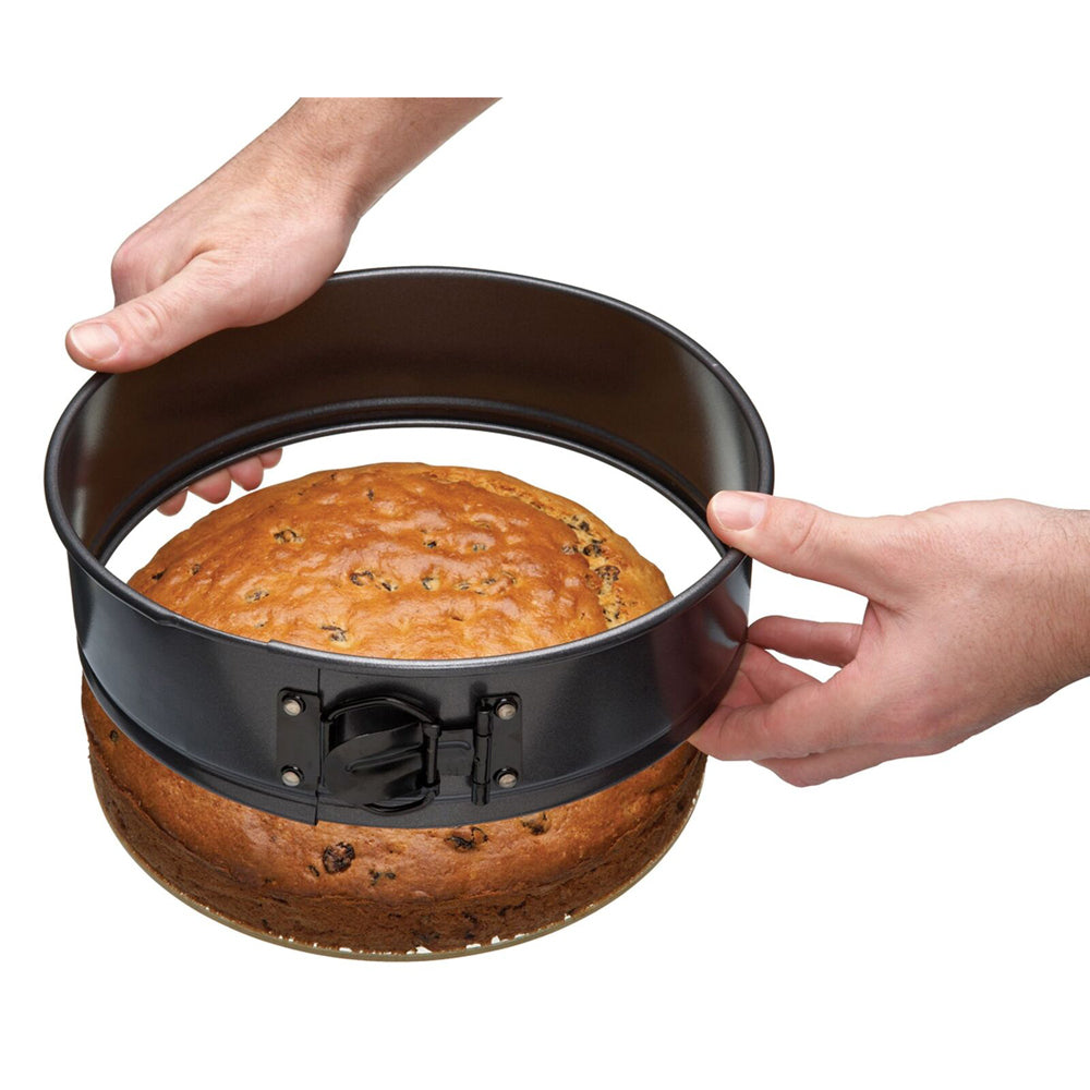 2x Mastercraft 25cm Springform Non-Stick Round Glass Base Cake Pan - Black