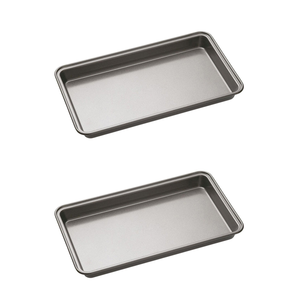 2x Mastercraft 34x20cm Heavy Base Non-Stick Brownie Pan - Black