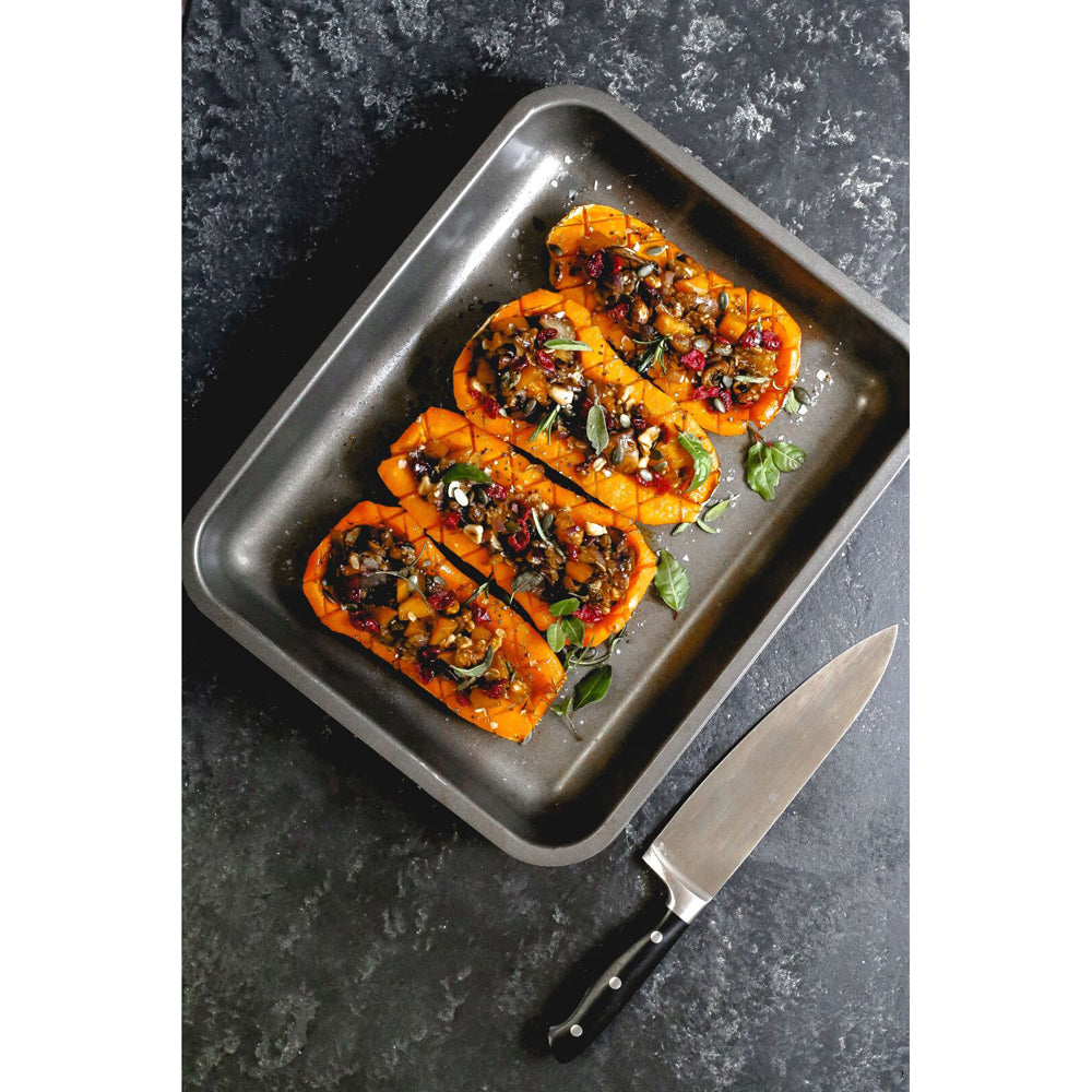 2x Mastercraft 39x31cm Heavy Base Non-Stick Roasting Pan Large - Black