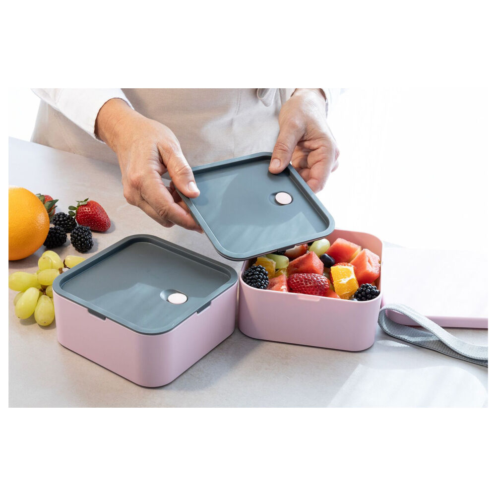 Cuisena RPET Square Bento Food Storage Container Lunch Box 14x14cm Pink