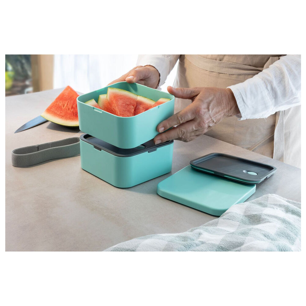Cuisena RPET Square Bento Food Storage Container Lunch Box 14x14cm Aqua