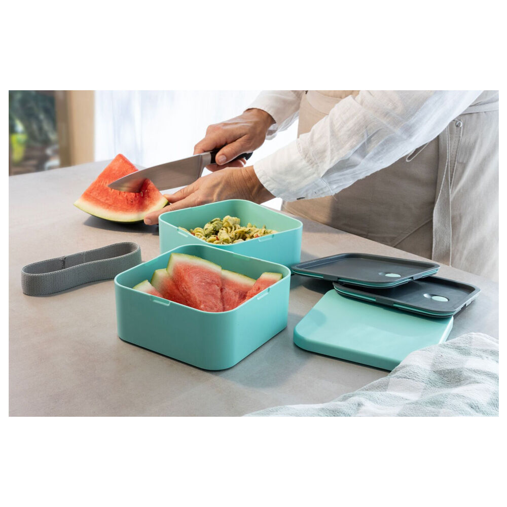 Cuisena RPET Square Bento Food Storage Container Lunch Box 14x14cm Aqua